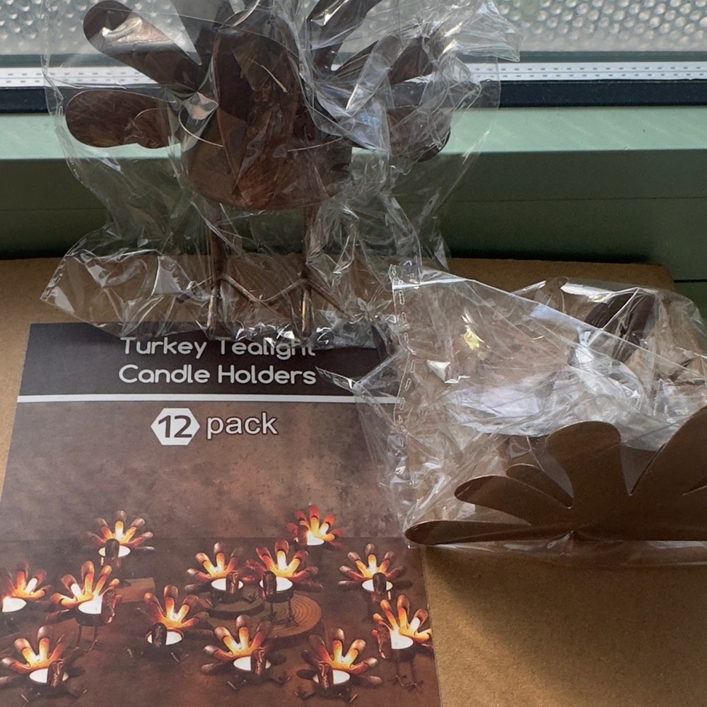 Brown Turkey Tealight Candle Holders - 12 Pack